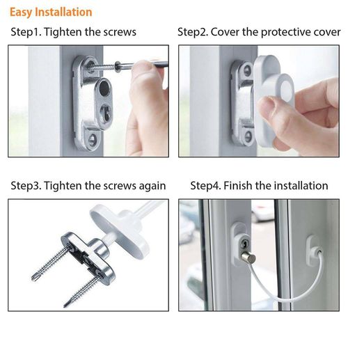 8x UPVC Window Restrictor Safety Cable Lock Wire kids Child Security locks Tools — image 7
