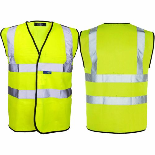 2 PACK HI VIS VIZ VEST HIGH VISIBILITY WORK WAISTCOAT REFLECTIVE SAFETY SECURITY — image 1