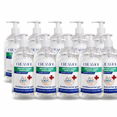 Creamol Instant Hand Sanitiser Gel 70% Alcohol No Rinse Formula 500ml Pack of 10 — image 1