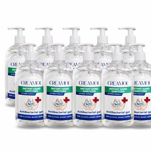Creamol Instant Hand Sanitiser Gel 70% Alcohol No Rinse Formula 500ml Pack of 10