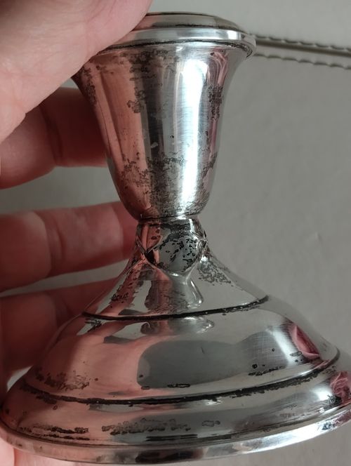 Reed & Barton Sterling Weighted Reinforced Candle Holder Tarnished Damaged Scrap — image 5