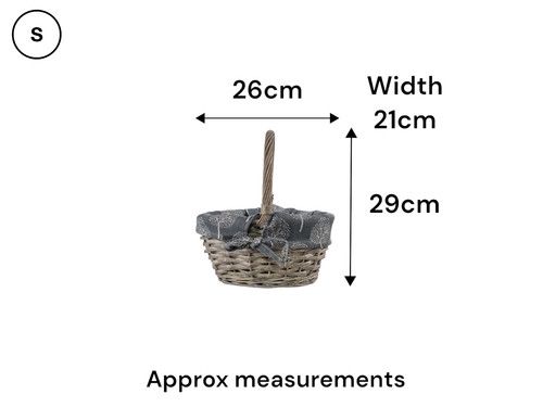 Grey Wicker Shopper Shopping Basket with Mulberry Tree Liner Storage Farmshop