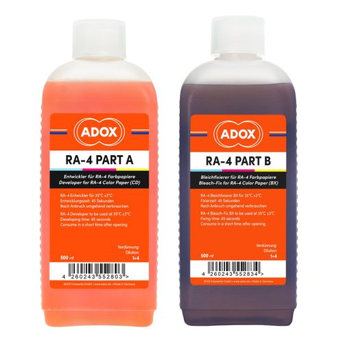 ADOX RA-4 Colour Paper Developing Kit Developer & Bleach Fix - Makes 2.5L — image 1