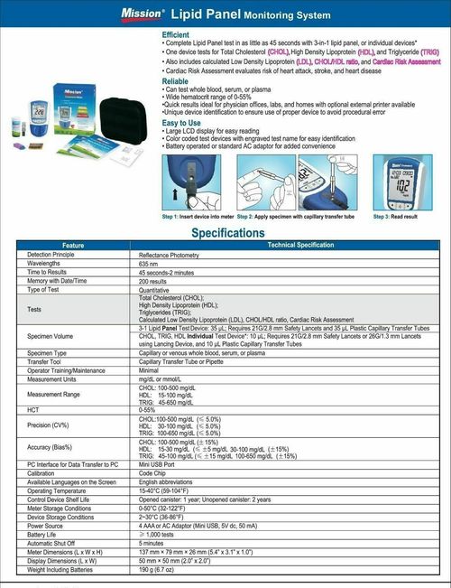 Mission Lipid CareProfile Meter Cholesterol Triglycerides WITH 25 STRIPS SHIP — image 7