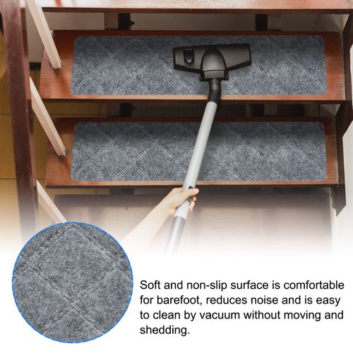 Non Slip Stair Treads 15Packs 8"x30" Carpet Mat for Indoor Wooden Stairs, Gray — image 5