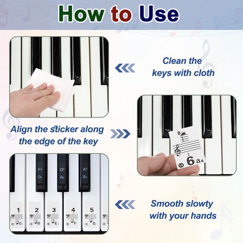 Piano Key Stickers for 88/61/54 Keys, Keyboard Sticker Piano Notes Guide — image 4