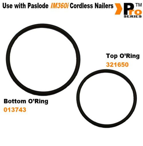 Replacement Top Fan O-Ring 321650 + Bottom O-Ring 013743 for Paslode IM360i/