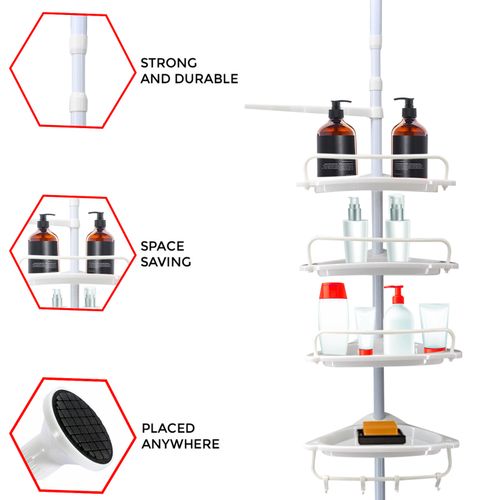 4 Tier Telescopic Bathroom Wall Corner Shelf Rack Shower Caddy Storage Organizer — image 6