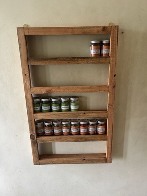 70cm X 43cm 5 Tier Spice Rack, Extra Large Solid Reclaimed Wood Handcrafted