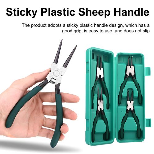 4PC 7" Circlip Pliers Set Internal External Bent Straight Ring Remover Retaining — image 6