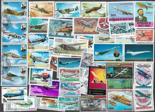 AVIATION TRANSPORT AIRCRAFT 300 ALL DIFFERENT STAMP COLLECTION 12/9/26 — image 1
