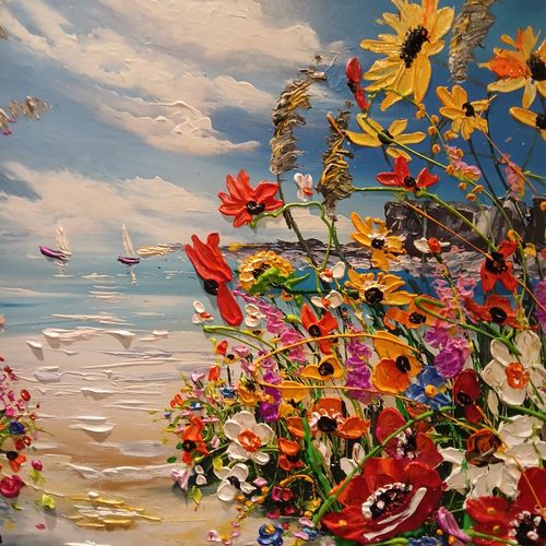 ORIGINAL , OIL PAINTING CANVAS  70x70 cm ANNA KALUZNA,  Summer whispers — image 4