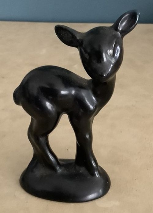Vintage rare ceramic Hornsea Pottery black Standing Fawn Cleve Pottery Beverley