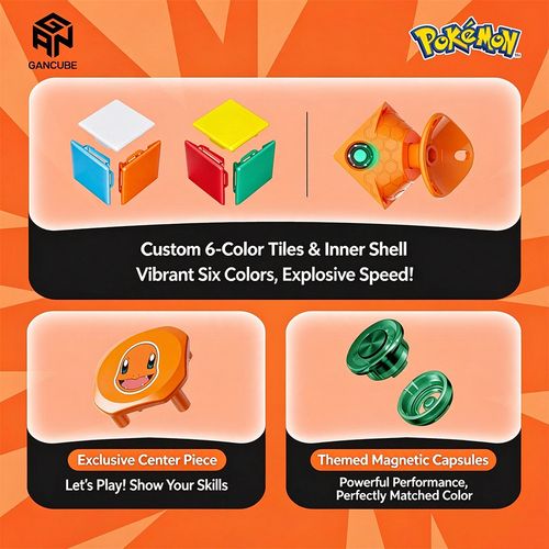 GAN356 Me Pokémon 3×3 Magnetic Speed Cube Charmander Limited Edition — image 4