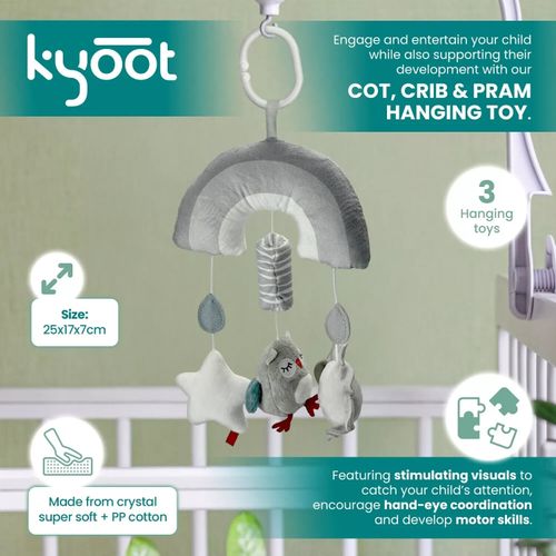 Kyoot Hanging Pram Toys Buggy baby boy girl Rainbow Star Owl Rattle Teether Toy — image 4