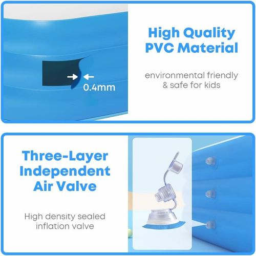 Inflatable Paddling Pool, 3 Rings Large Rectangular Family Swimming Cen — image 5