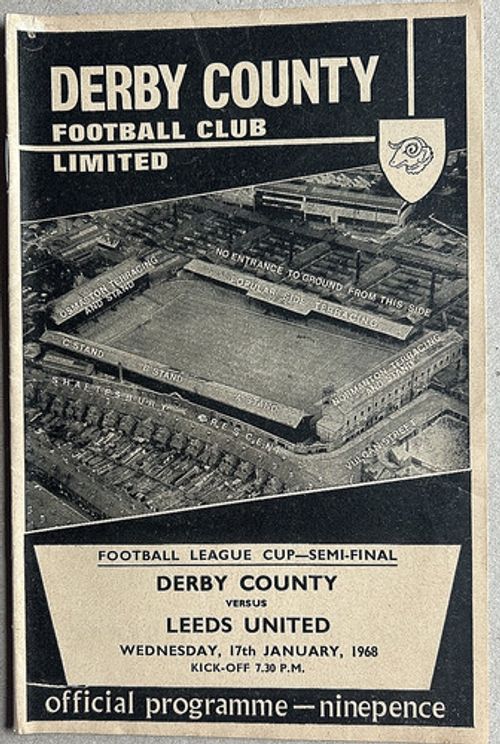 17th January 1968 League Cup Semi Final 1st Leg - Derby County vs Leeds United