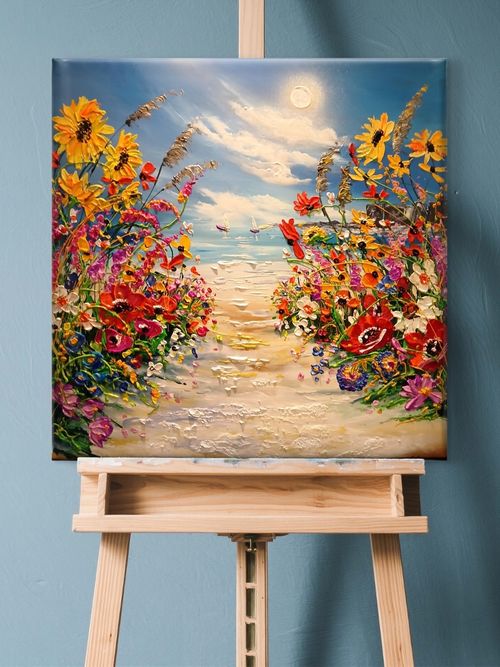 ORIGINAL , OIL PAINTING CANVAS  70x70 cm ANNA KALUZNA,  Summer whispers — image 8