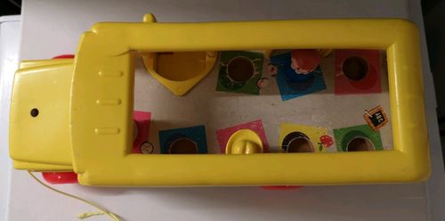 Vintage Fisher Price Little People School Bus Pull Along Toy & Cars With Figures — image 7
