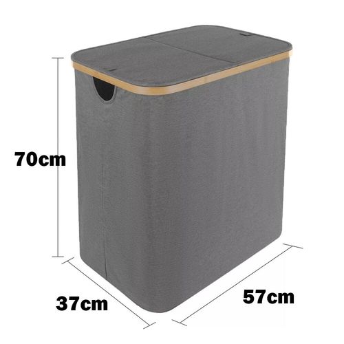 145L Large Laundry Basket Bin Bag Foldable Hamper 2 Compartment Double Sided Lid — image 11
