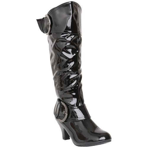 WOMENS LADIES MID HEEL WINTER TWIN BUCKLE ZIP CALF KNEE RIDING SHOES BOOTS SIZE — image 8
