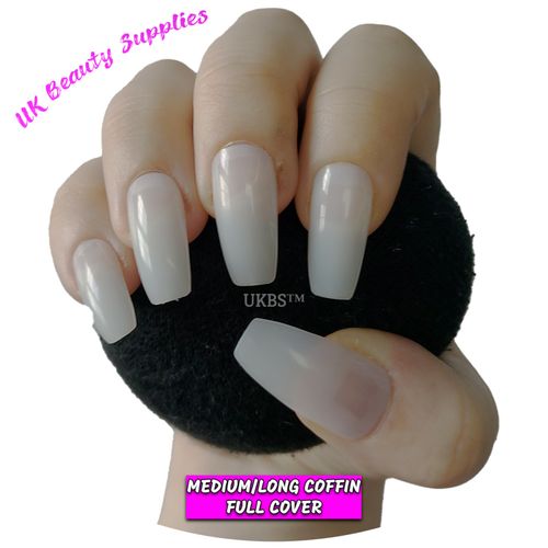600 Medium Coffin False Nails Natural Full Cover Press On Nail Tips — image 1