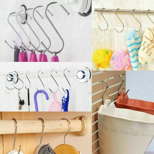 10PCS Stainless Steel S Hooks Kitchen Meat Pan Utensil Clothes Hanger Hanging UK — image 4