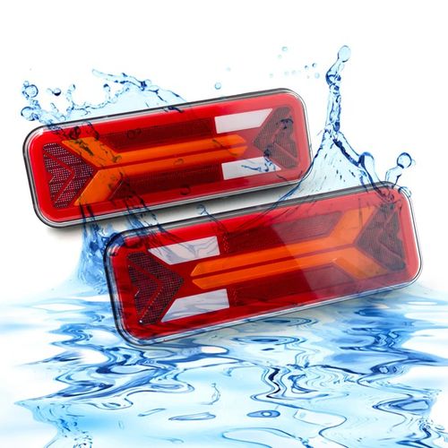 2pcs 12V 24V LED Neon Rear Tail Light Dynamic Indicator Truck Trailer 5 Function — image 3