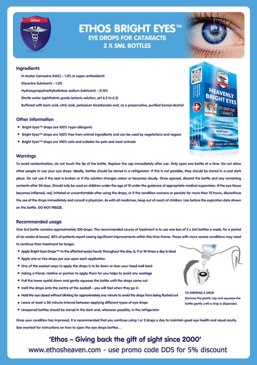Cataract Ethos Heavenly Bright Eyes NAC Eye Drops 1 Box 2 x 5ml FREE POSTAGE — image 4
