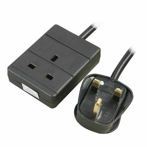 20m 1 Gang Single Way UK 13A Mains Power Socket Extension Lead BLACK [008323]