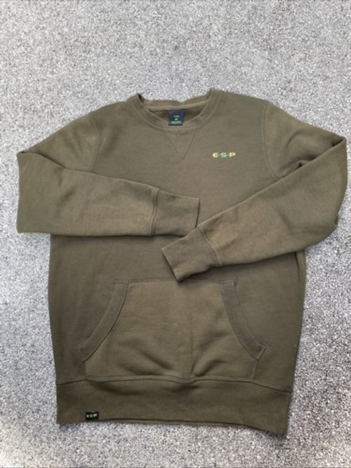 Men’s ESP Medium Fishing Jumper Top Pullover Carp Green Long Sleeve Size M Top