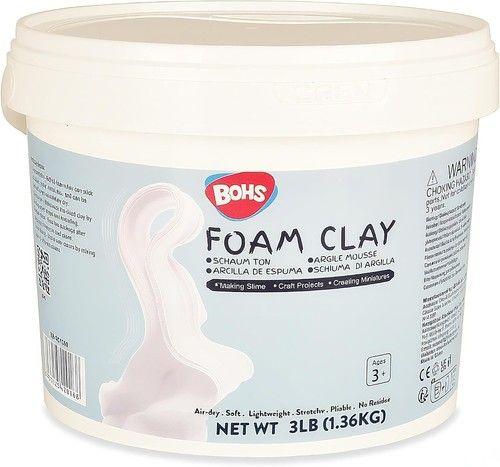 BOHS Air-Dry Modelling Clay White 1.36kg Foam Clay Pro Self-Hardening No Bake