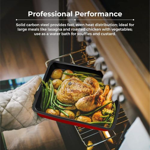🔥3 PIECE LARGE NON STICK OVEN BAKING ROASTING PAN DISH ROAST TIN TRAYS SET BAKE — image 6