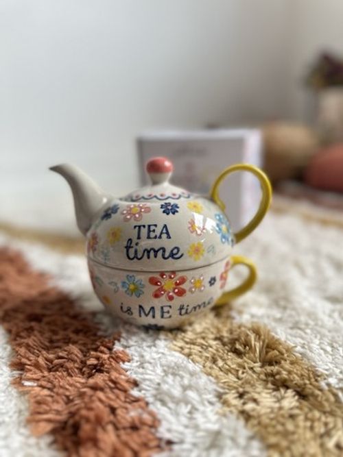 Sass & Belle Tea Time Is Me Time Floral Ceramic Tea Pot And Mug Set