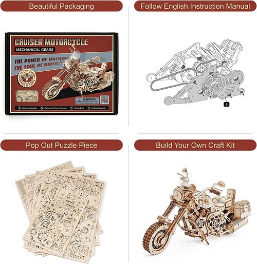 ROKR 3D DIY Wooden Motorcycle Model Building Kit Puzzle Kids Gift Assembly Toy — image 9