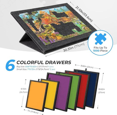 1000pcs Puzzle Board w/6 Drawers Cover Tilting Portable Lightweight Felt Jigsaw — image 6
