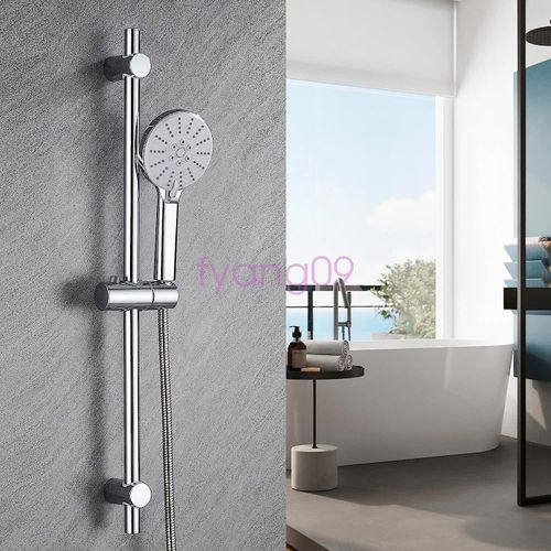 Shower Riser Rail Kit Adjustable Chrome Head Holder Bracket Bathroom Shower Rod — image 4