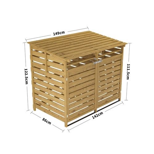 Wooden Wheelie Bin Storage Box Double/Triple Garden Outdoor 2/3 Dustbin Cabinet