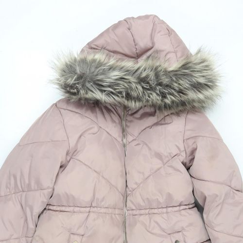NEXT Girls Puffer Jacket Coat Size 10 Years Pink Mid-Length Long Sleeve Casual — image 6