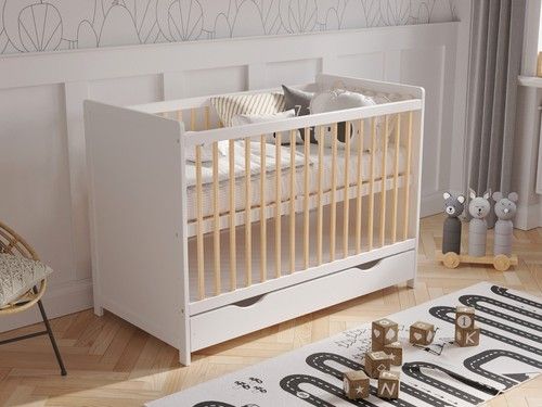 Baby Cot Bed 120x60cm with Deluxe Micro Fiber Mattress & Drawer