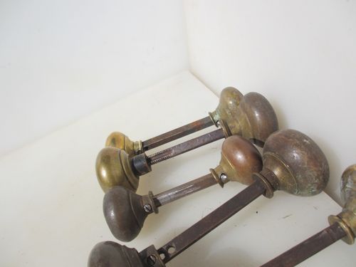 Victorian Brass Door Knobs Rim Lock Handles Old Architectural Antique - £13each — image 5