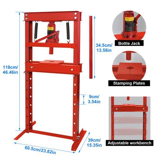 12 Ton Workshop Press Machine Hydraulic Bench & 23x Bearing Bush Driver Seal Kit — image 18
