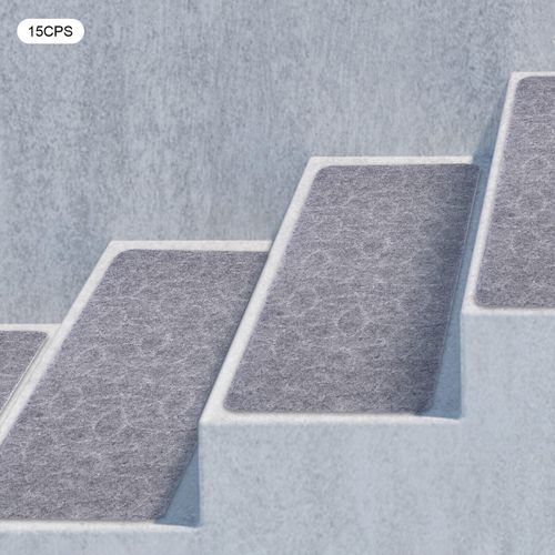 15 Pcs Stair Treads Carpet/Mats Non-Slip Self Adhesive Tape 8 x 30" w/TPR Gray — image 3
