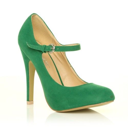Womens Ladies Mary Jane High Heel Buckle Ankle Strap Party Evening Court Shoes