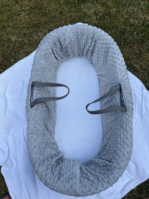 Clair de Lune Grey Palm Moses Basket with Hood, Oval, Boys & Girls — image 4