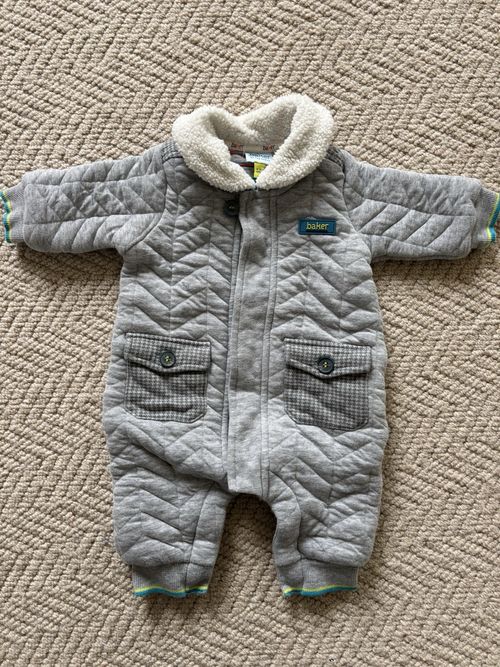Ted Baker Baby Boys All In One Suit Grey Herringbone Romper 0-3 Months — image 1