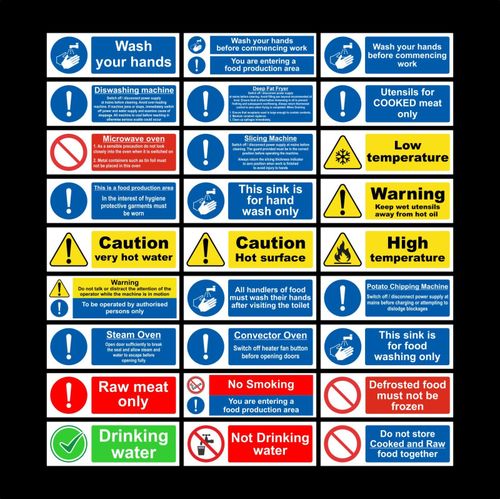 Kitchen Health & Safety Sign Catering Food Hygiene Warning Sticker 200mm — image 1