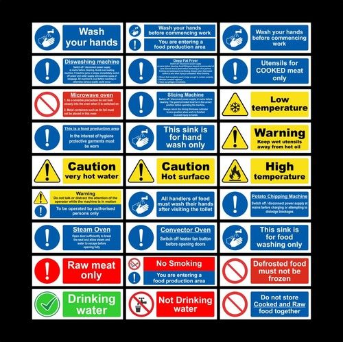 Kitchen Health & Safety Sign Catering Food Hygiene Warning Sticker 200mm