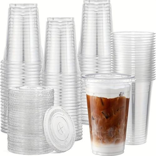 Reusable Clear Plastic Smoothie Cups,optional Domed Lids (10oz,12oz,16oz,20oz) — image 1