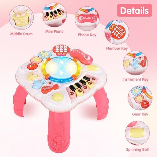 Cemirk Baby Activity Table - Educational Musical Toy for 6-36  - Pink — image 6